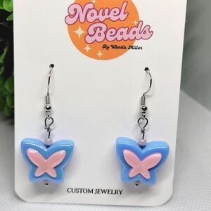 Blue and Pink Butterfly Earrings